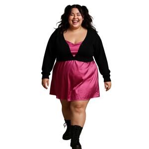 Plus Size 5X Hot Pink Satin Nightgown Slip Dress Sleepwear 34 36 romantic girlie